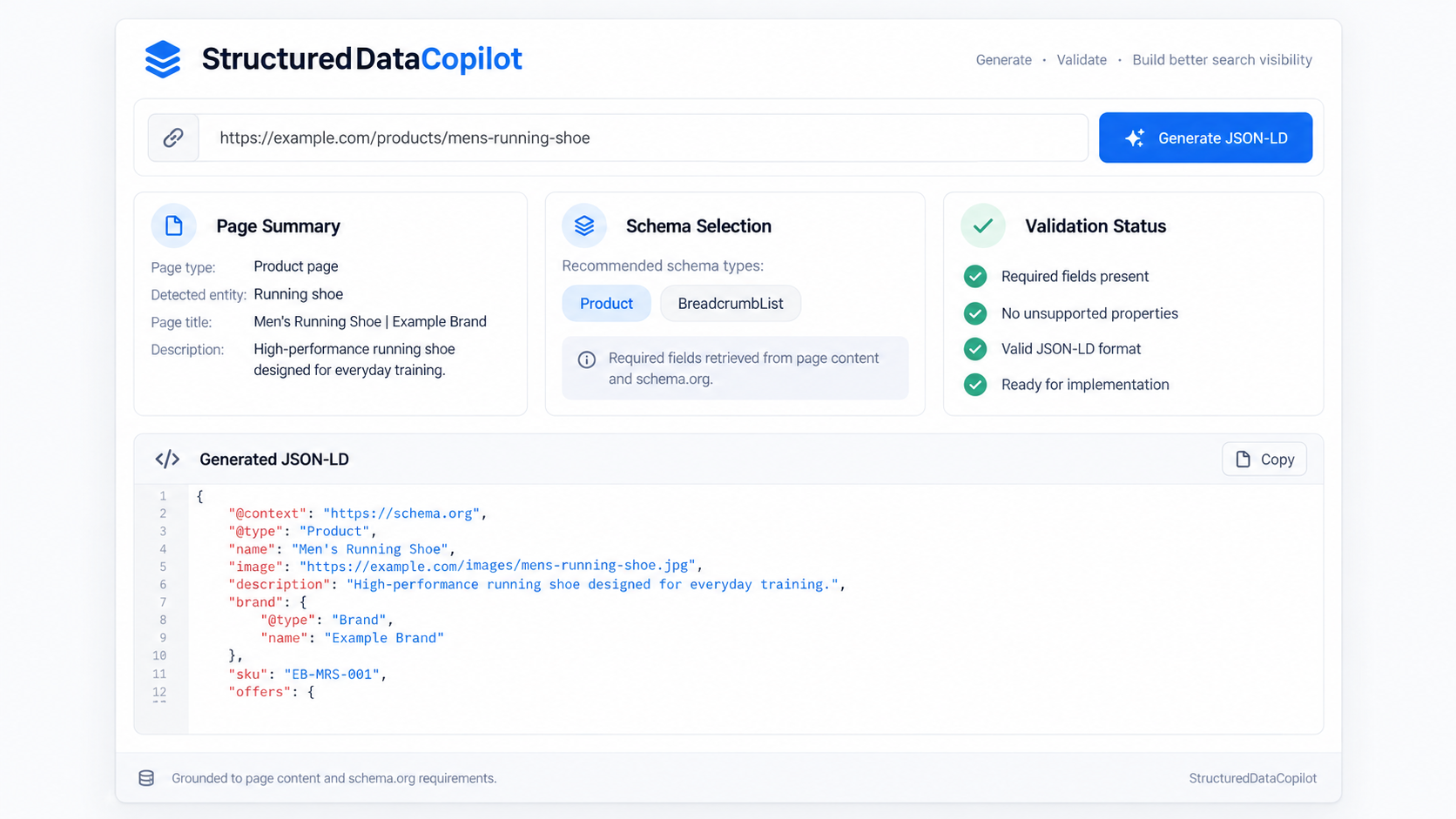 Structured Data Copilot application interface